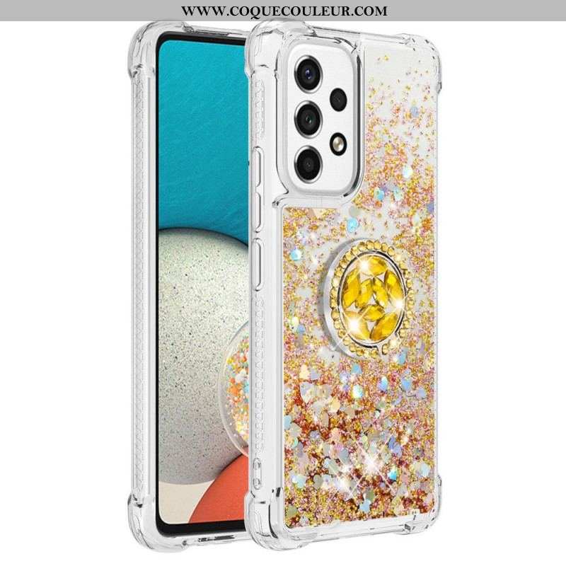 Coque Samsung Galaxy A53 5G Paillettes avec Anneau-Support