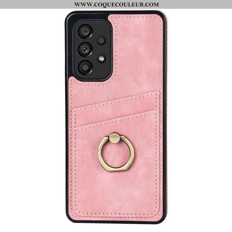 Coque Samsung Galaxy A53 5G Vintage Anneau-Support et Porte-Cartes