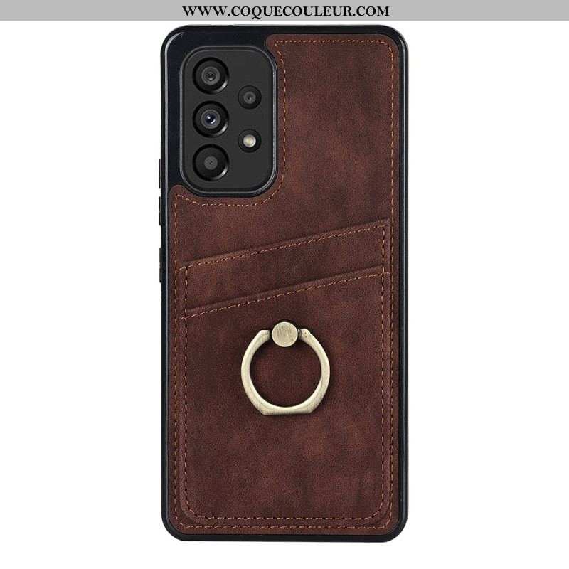 Coque Samsung Galaxy A53 5G Vintage Anneau-Support et Porte-Cartes