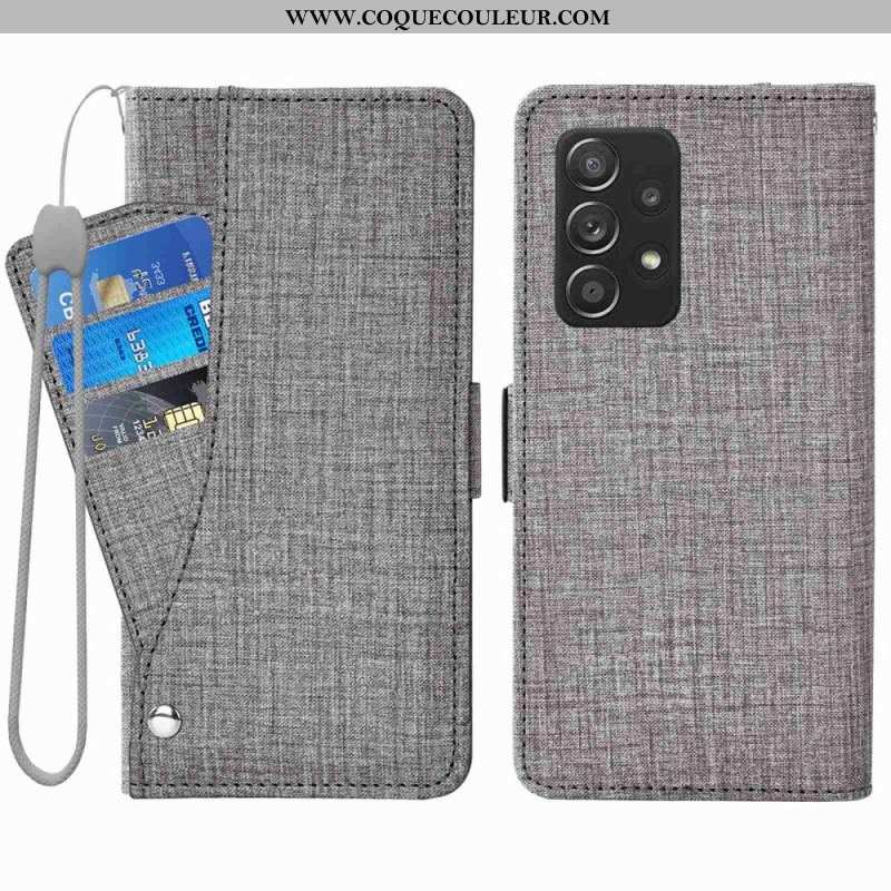 Housse Samsung Galaxy A53 5G Jeans avec Porte-Cartes Rotatif