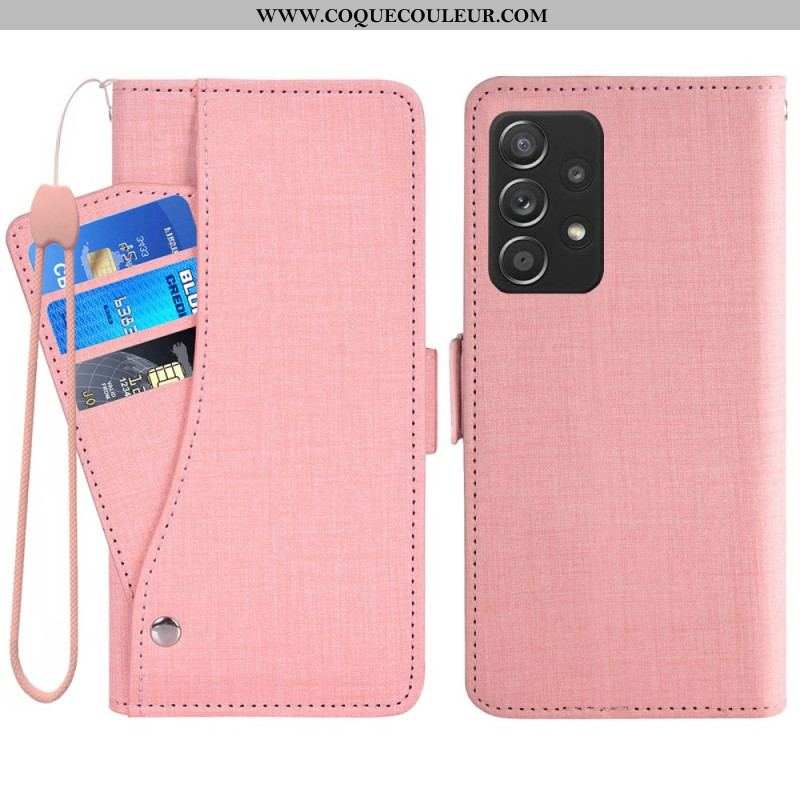 Housse Samsung Galaxy A53 5G Jeans avec Porte-Cartes Rotatif