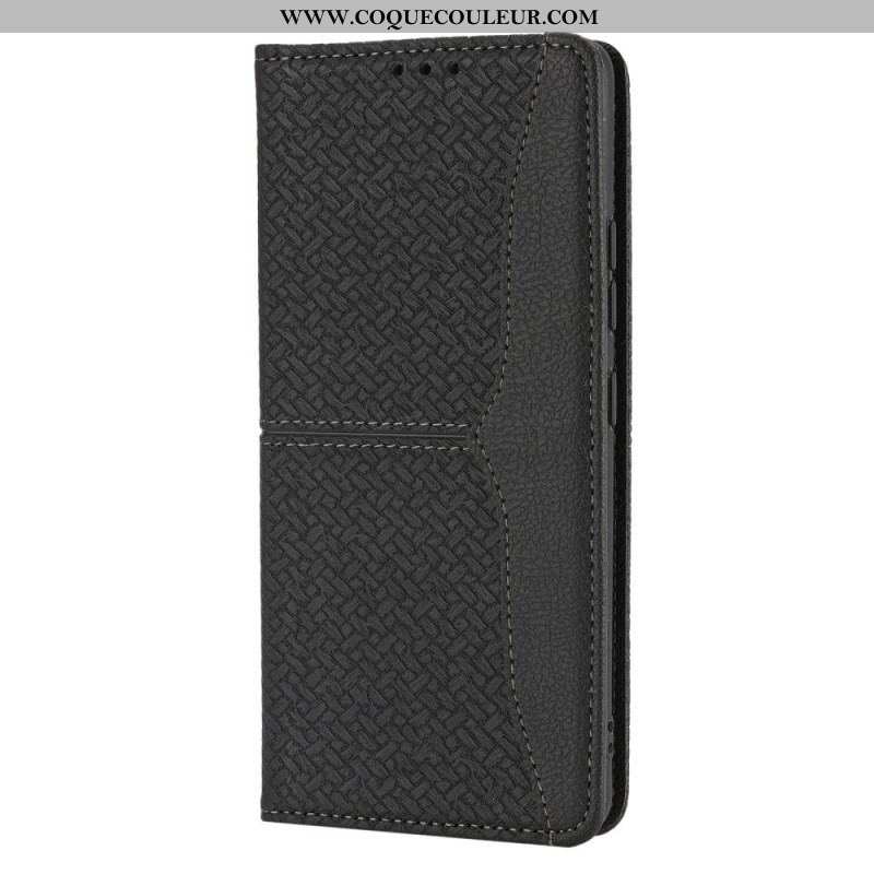 Flip Cover Samsung Galaxy A12 / M12 Style Cuir Tissée à Lanière