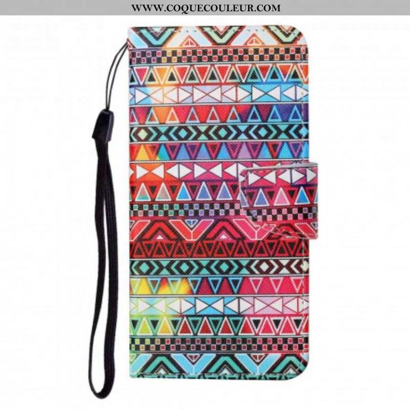 Housse Samsung Galaxy A12 / M12 Patchwork avec Lanière