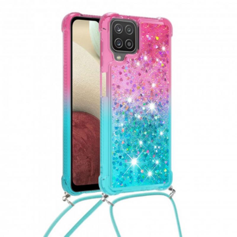 Coque Samsung Galaxy A12 / M12 Silicone Paillettes et Cordon