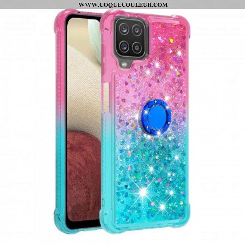 Coque Samsung Galaxy A12 / M12 Paillettes Anneau-Support