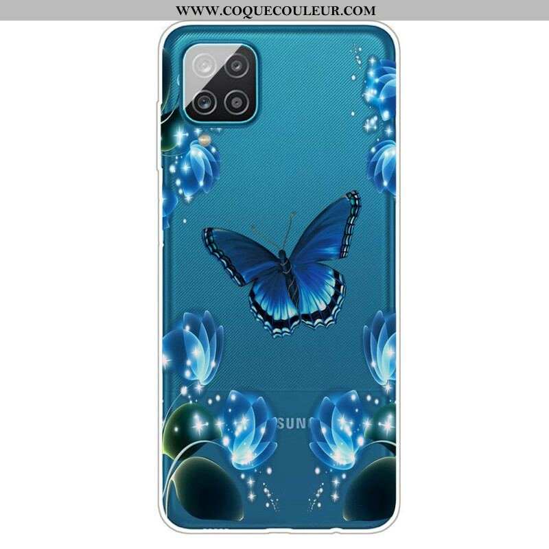 Coque Samsung Galaxy A12 / M12 Papillon Luxe