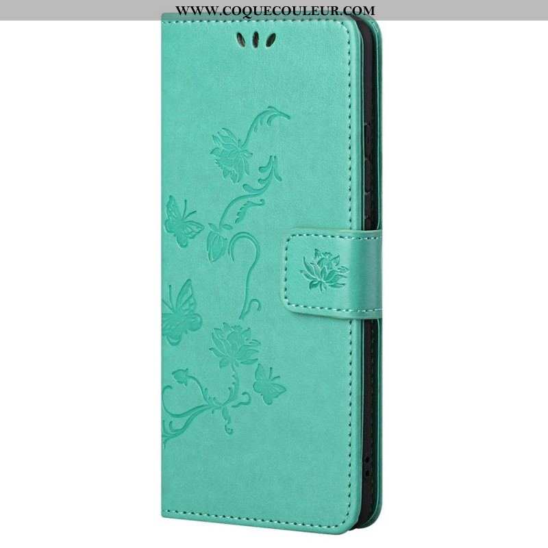 Housse Samsung Galaxy M23 5G Fleurs à Lanière