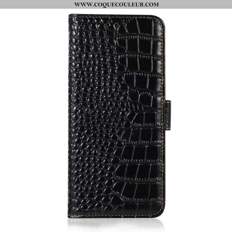 Housse Samsung Galaxy M23 5G Véritable cuir Style Crocodile