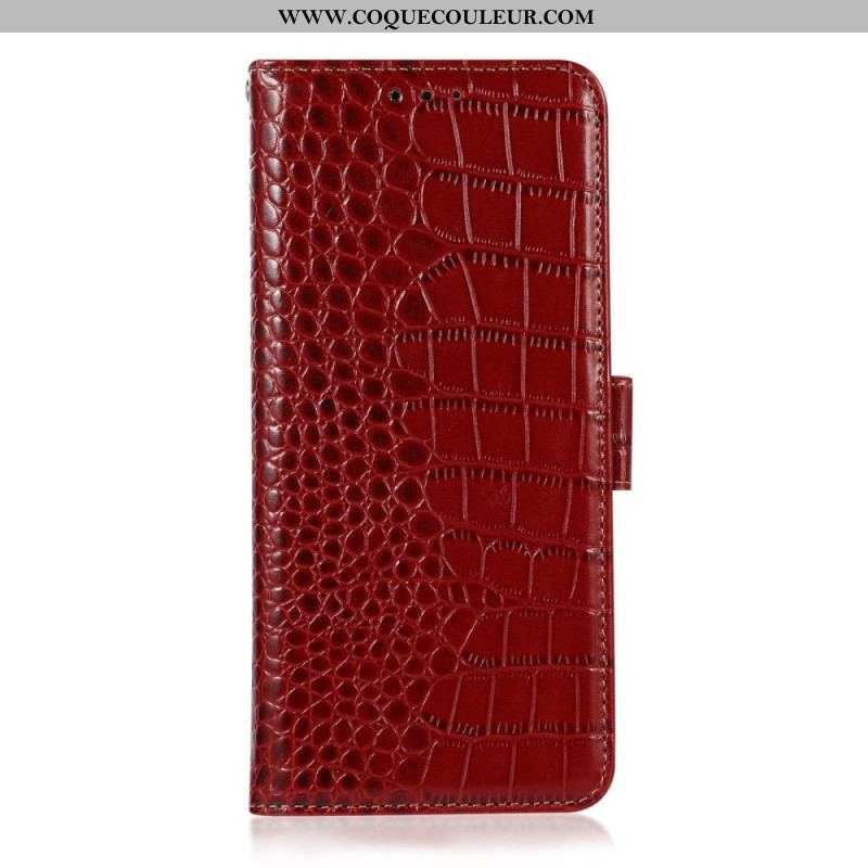 Housse Samsung Galaxy M23 5G Véritable cuir Style Crocodile