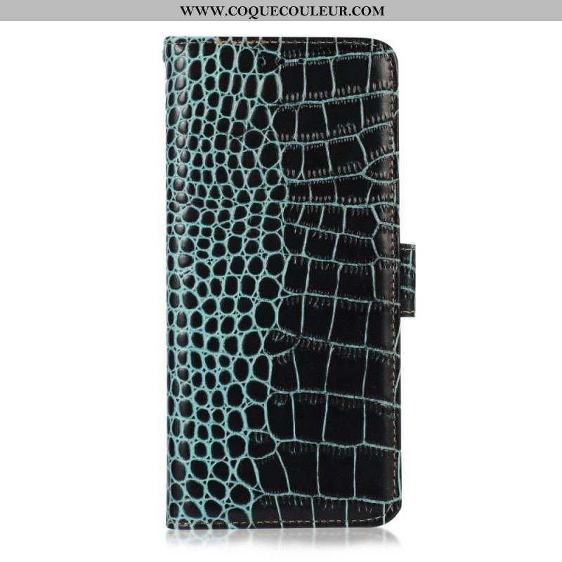 Housse Samsung Galaxy M23 5G Véritable cuir Style Crocodile