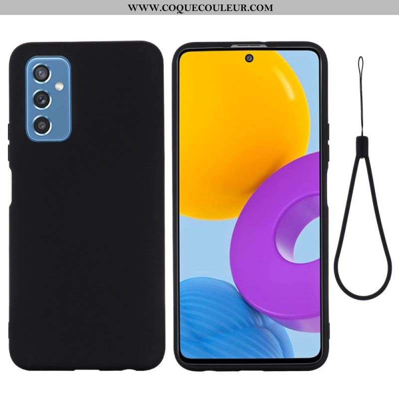 Coque Samsung Galaxy M52 5G Silicone Liquide à Lanière