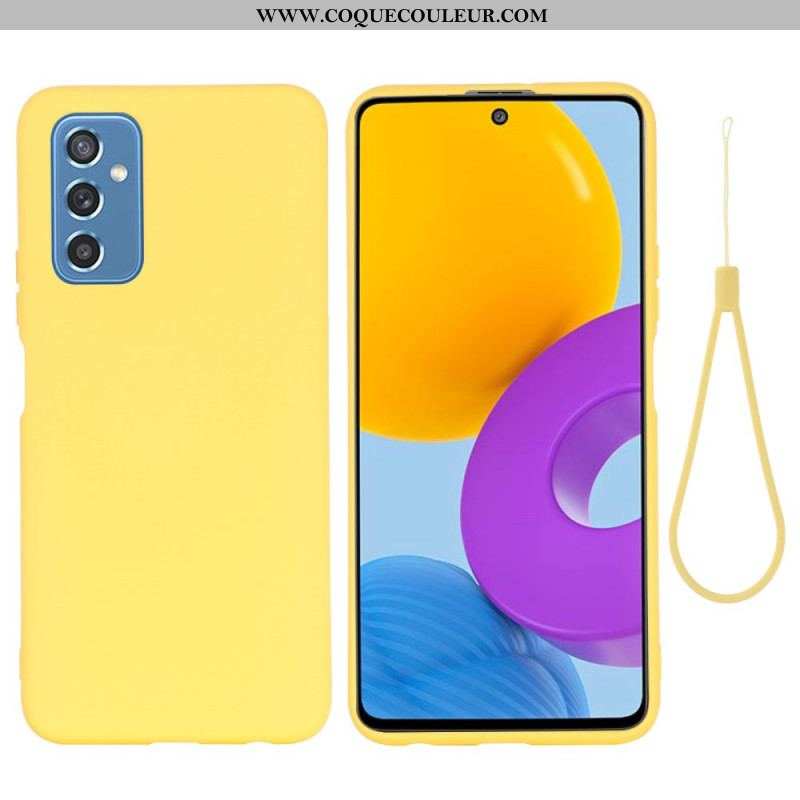 Coque Samsung Galaxy M52 5G Silicone Liquide à Lanière