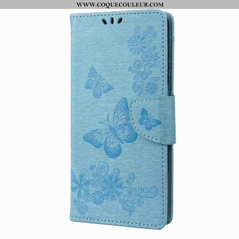 Housse Samsung Galaxy M53 5G Design Papillons à Lanière