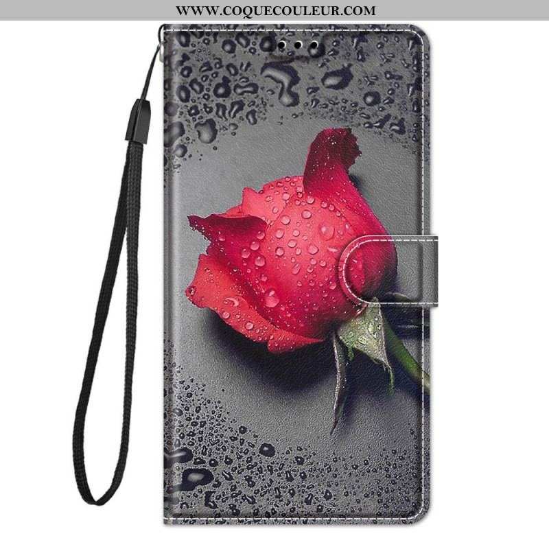 Housse Samsung Galaxy M53 5G Roses avec Lanière