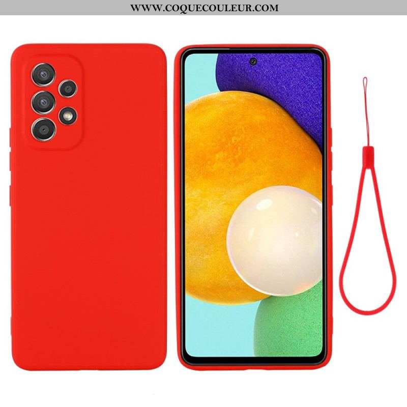 Coque Samsung Galaxy M53 5G Silicone Liquide avec Lanière