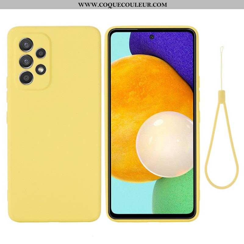 Coque Samsung Galaxy M53 5G Silicone Liquide avec Lanière