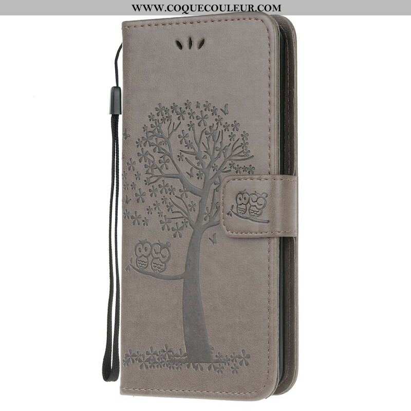 Housse Samsung Galaxy S20 FE Arbre et Hiboux à Lanière