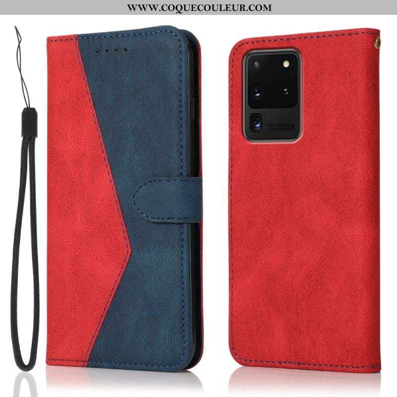 Housse Samsung Galaxy S20 Ultra Simili Cuir Bicolore Triangle