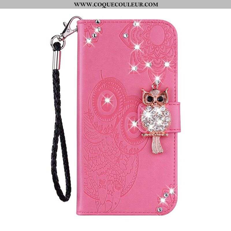 Housse Samsung Galaxy S21 5G Hibou Mandala et Breloque