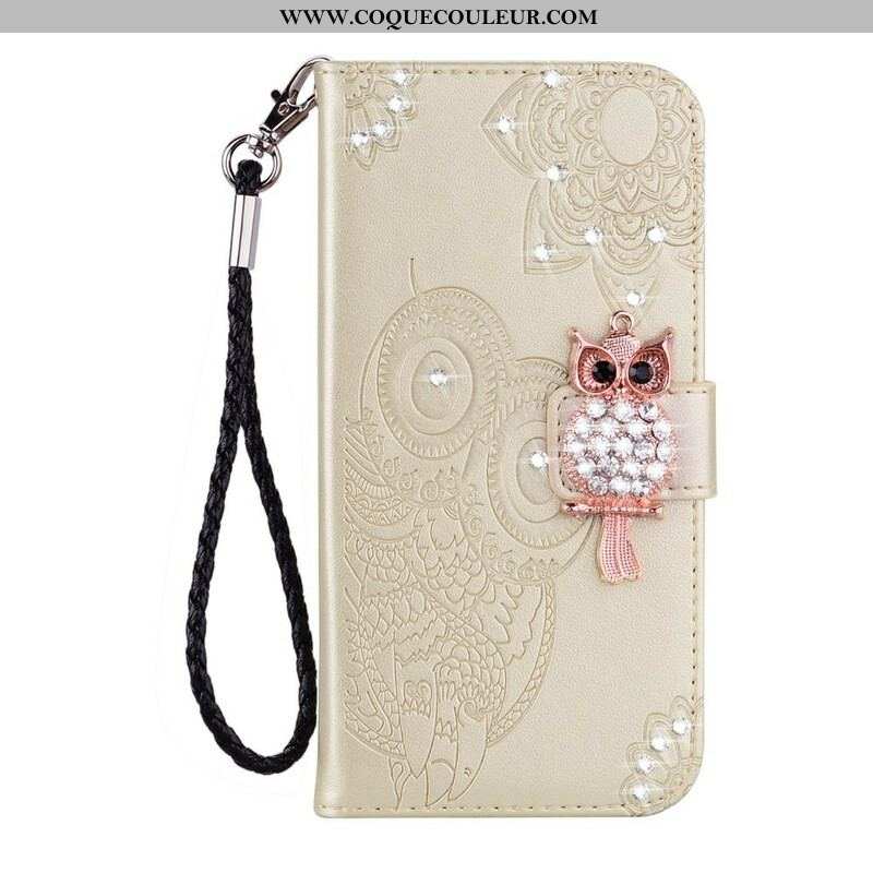 Housse Samsung Galaxy S21 5G Hibou Mandala et Breloque