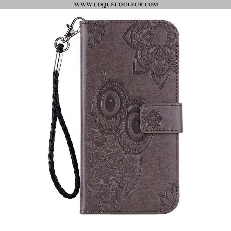 Housse Samsung Galaxy 21 5G Hibou Mandala et Lanière