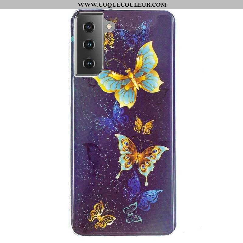 Coque Samsung Galaxy S21 5G Série Papillons Fluorescente