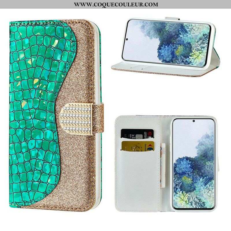 Housse Samsung Galaxy S21 5G Croco Diamants