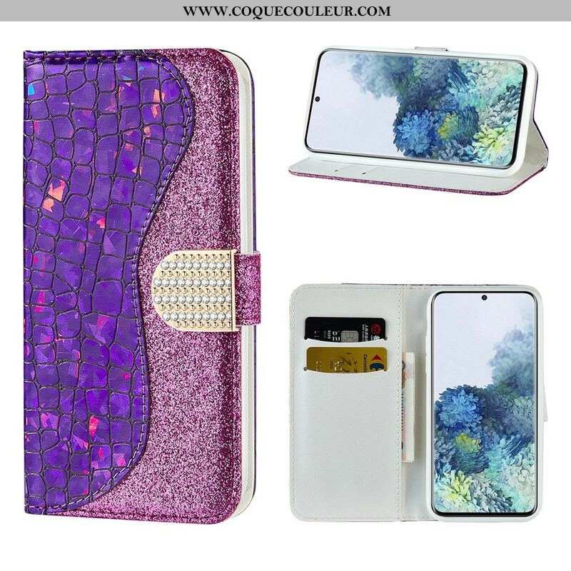 Housse Samsung Galaxy S21 5G Croco Diamants