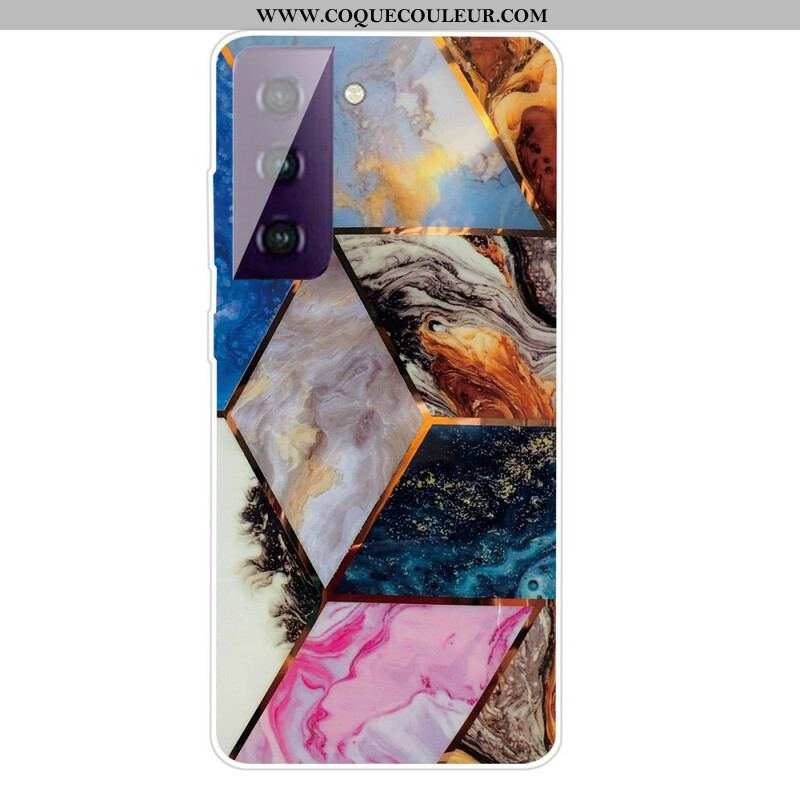 Coque Samsung Galaxy S21 FE Marbre Géométrique Variable