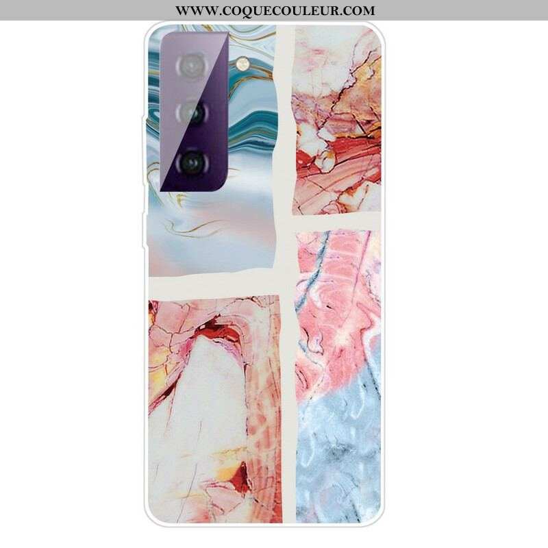 Coque Samsung Galaxy S21 FE Marbre Géométrique Variable