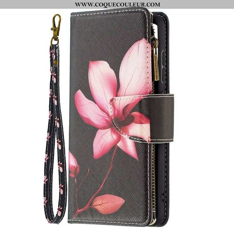 Housse Samsung Galaxy S21 FE Poche Zippée Fleur