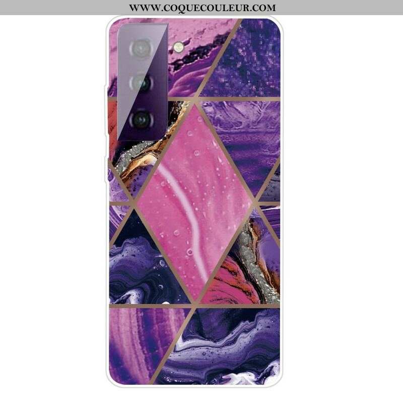 Coque Samsung Galaxy S21 FE Marbre Géométrique Décliné