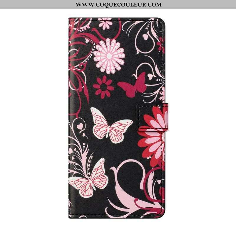 Housse Samsung Galaxy S21 FE Papillons et Fleurs