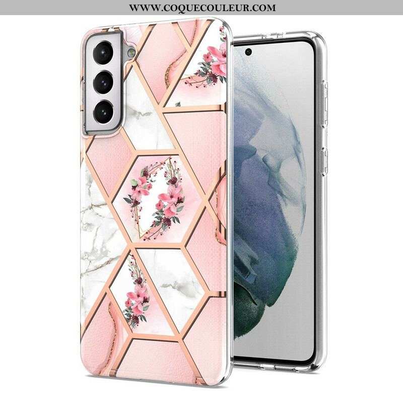 Coque Samsung Galaxy S21 FE Marbrée Florale