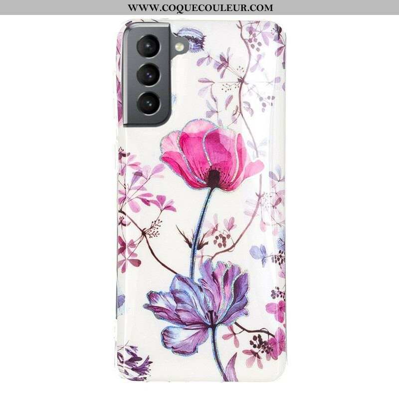 Coque Samsung Galaxy S21 FE Marbrée Fleurs