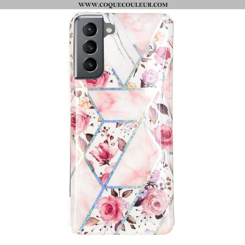 Coque Samsung Galaxy S21 FE Marbrée Fleurs