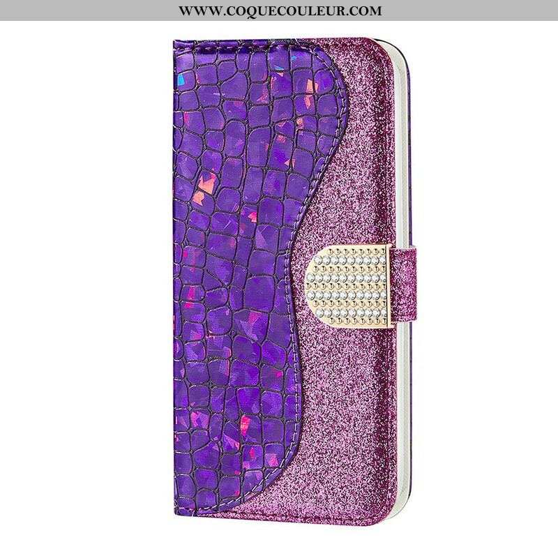 Housse Samsung Galaxy S21 FE Croco Diamants