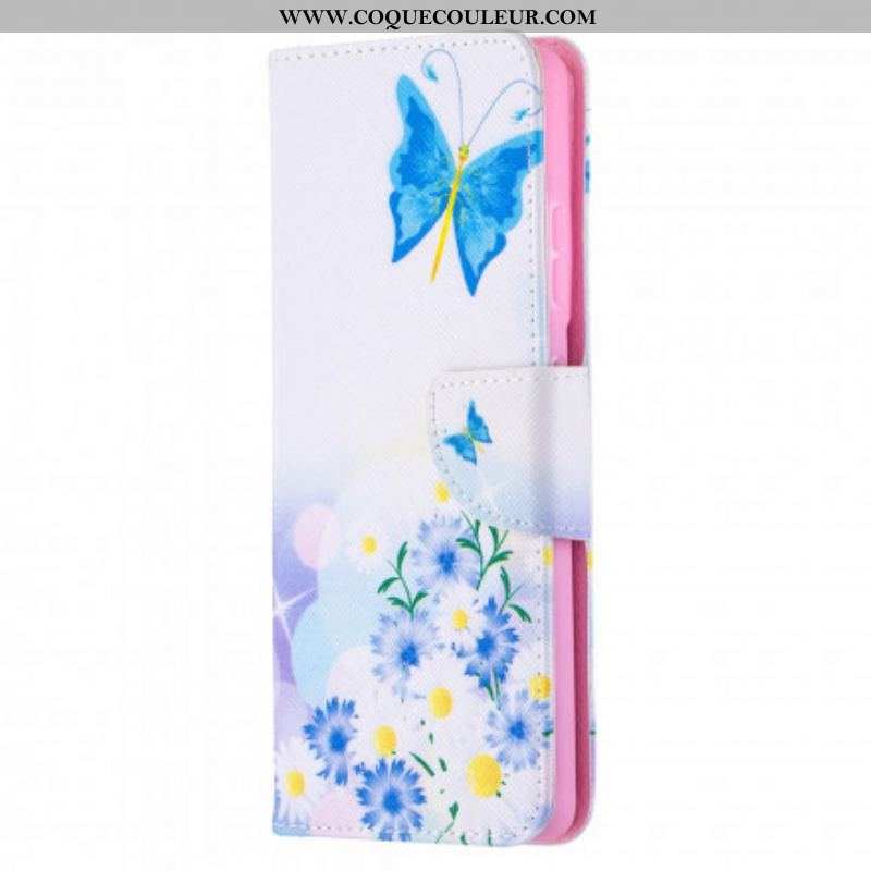 Housse Samsung Galaxy S21 Ultra 5G Papillons et Fleurs Peints