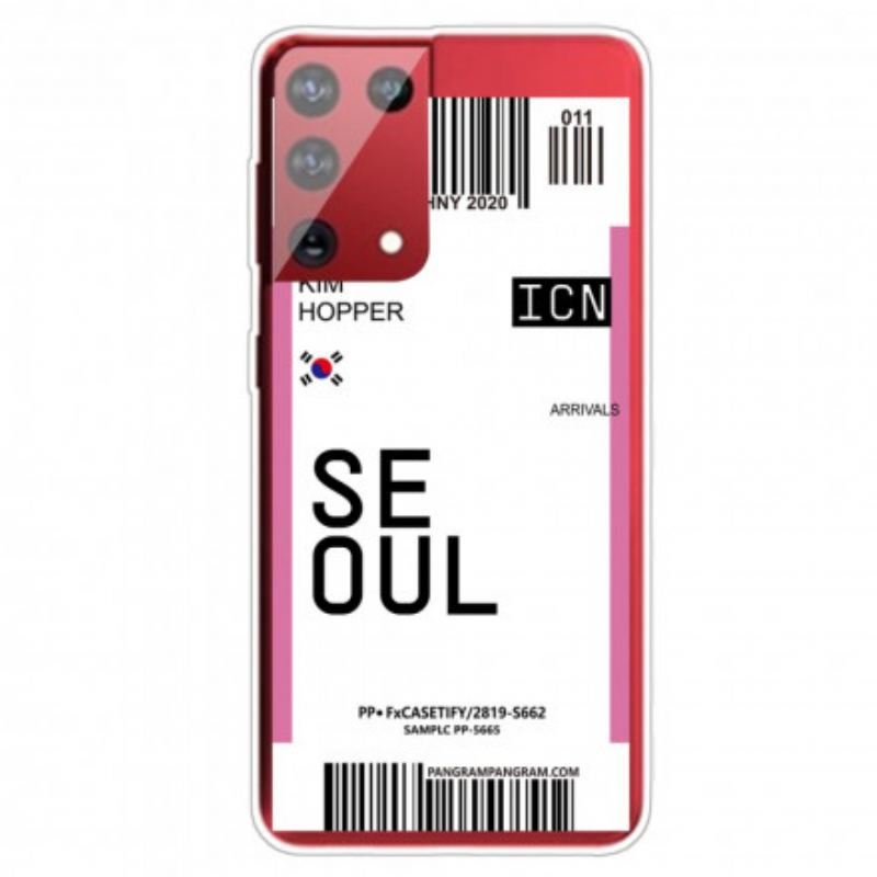 Coque Samsung Galaxy S21 Ultra 5G Boarding Pass to Seoul