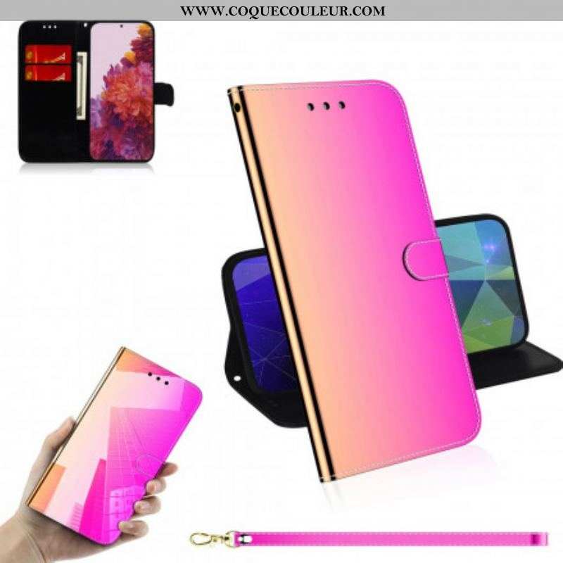 Housse Samsung Galaxy S21 Ultra 5G Simili Cuir Couverture Miroir