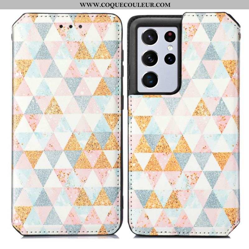 Flip Cover Samsung Galaxy S21 Ultra 5G Motif Coloré Surprenant