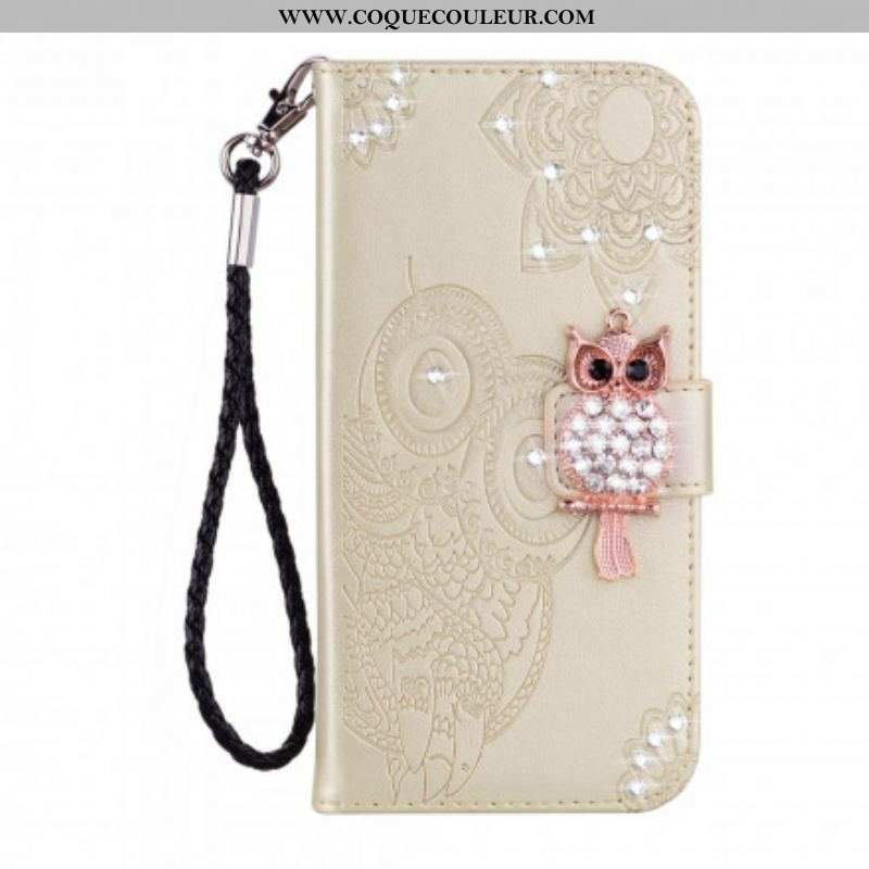 Housse Samsung Galaxy S21 Ultra 5G Hibou Mandala et Breloque