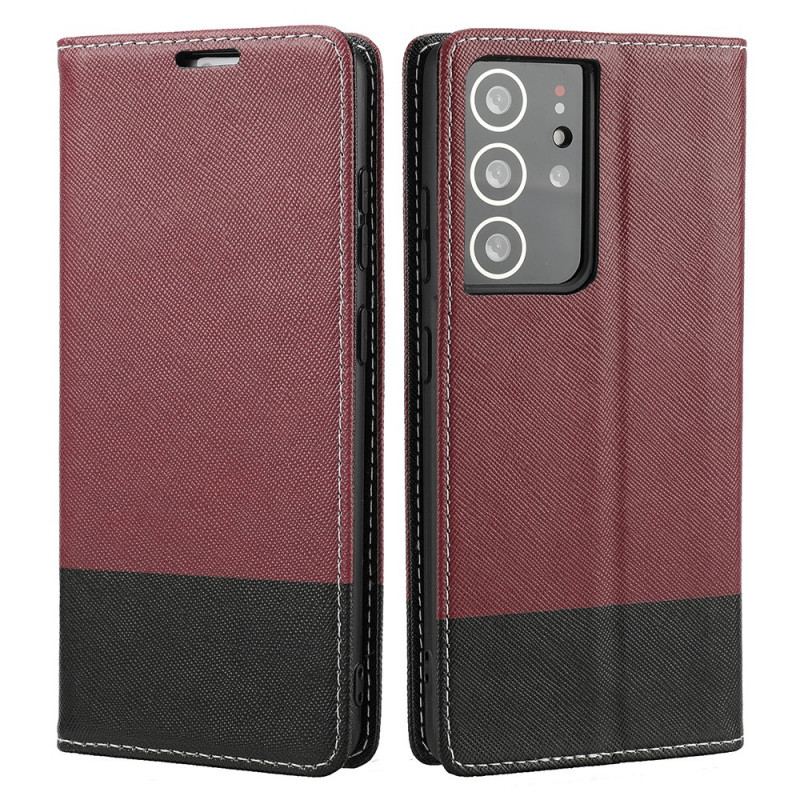 Flip Cover Samsung Galaxy S21 ultra 5G Simili Cuir Bicolore Texturée