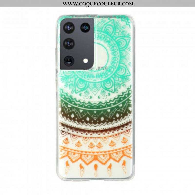 Coque Samsung Galaxy S21 Ultra 5G Transparente Fleur Mandala