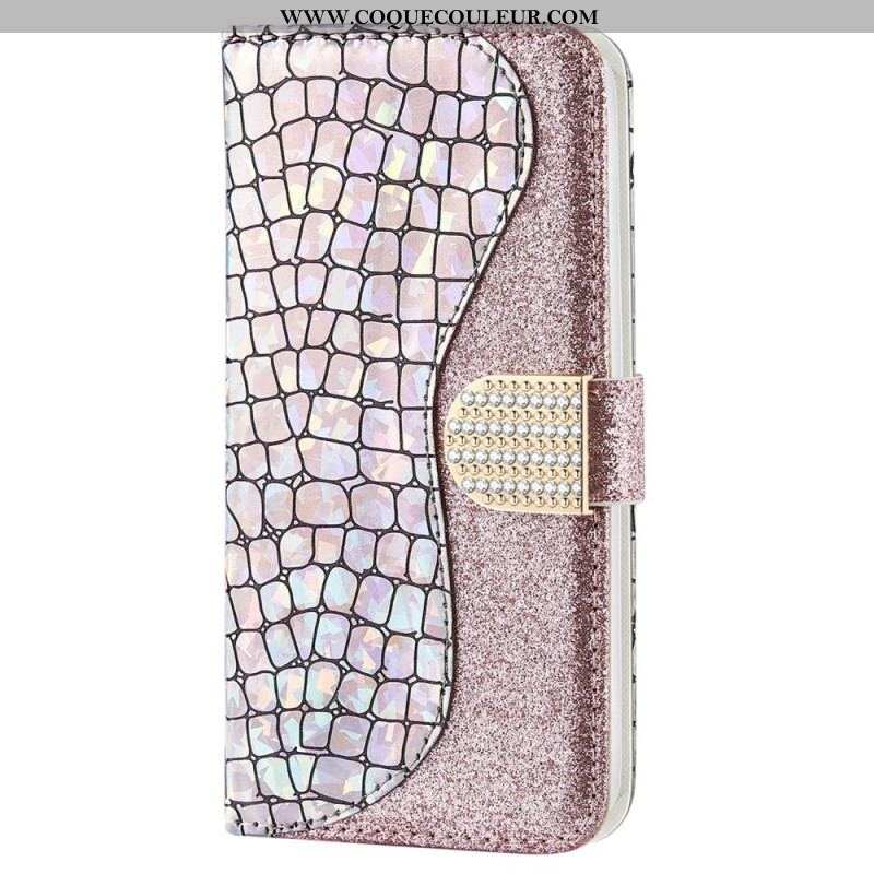 Housse Samsung Galaxy S22 Plus 5G Croco Diamants