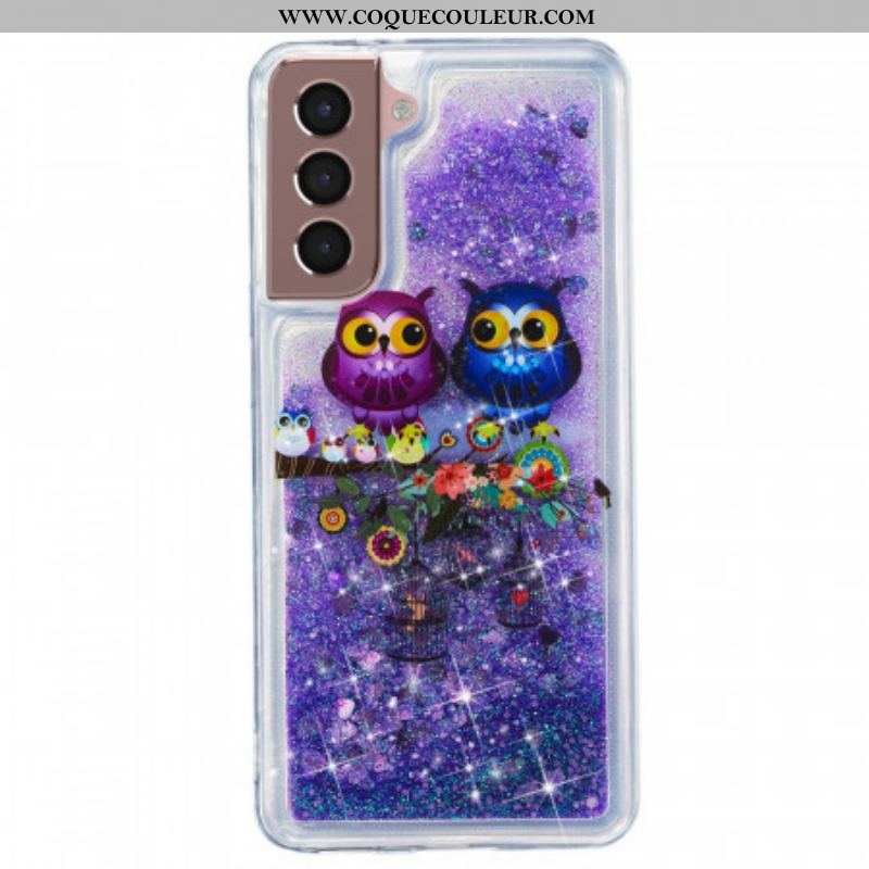 Coque Samsung Galaxy S22 5G Hiboux Paillettes