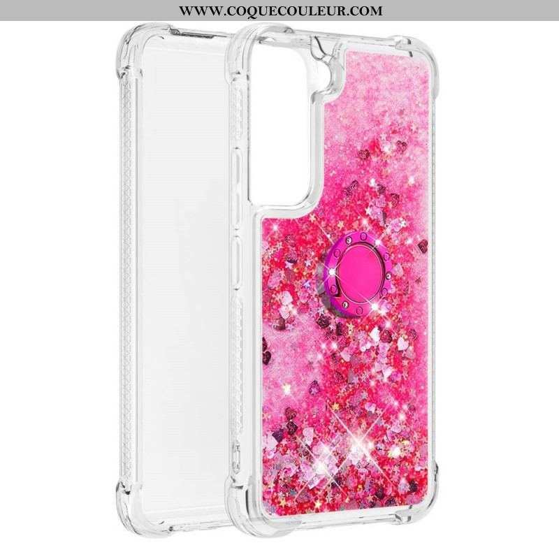 Coque Samsung Galaxy S22 5G Paillettes avec Anneau-Support