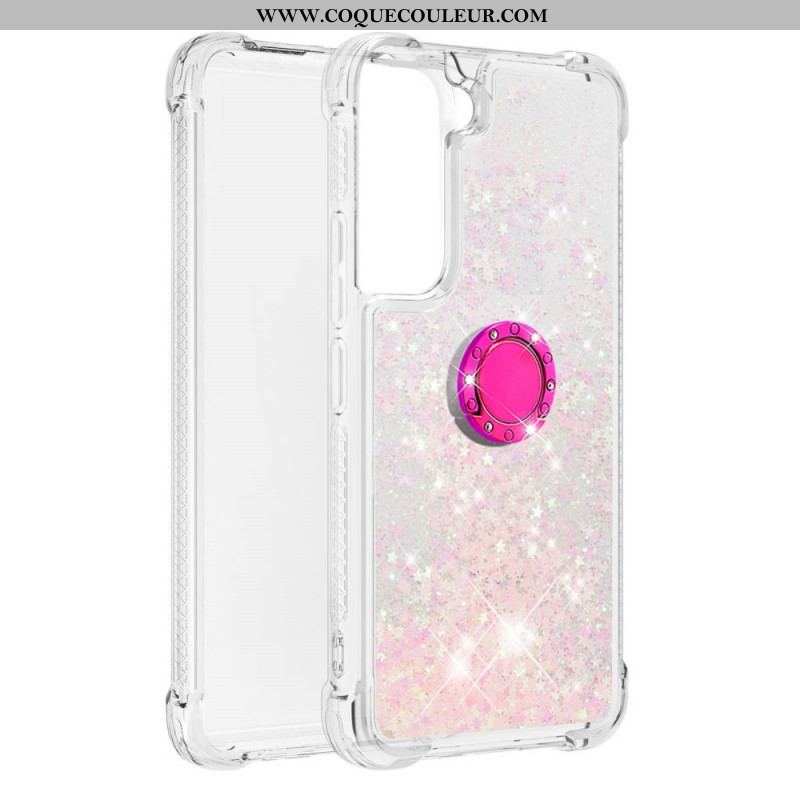 Coque Samsung Galaxy S22 5G Paillettes avec Anneau-Support