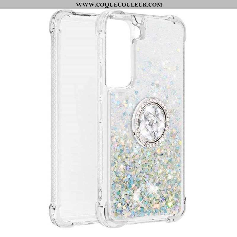 Coque Samsung Galaxy S22 5G Paillettes avec Anneau-Support