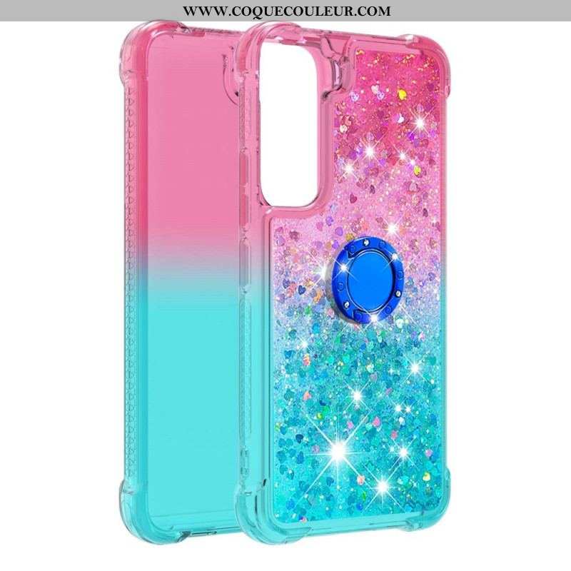 Coque Samsung Galaxy S22 5G Paillettes Anneau-Support